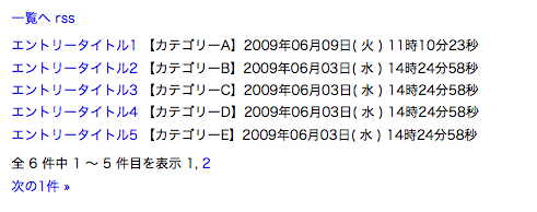 ヘッドライン(Entry_Headline)モジュールの表示例