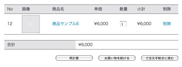 カートリスト(Shop_Cart_List)モジュールの表示例